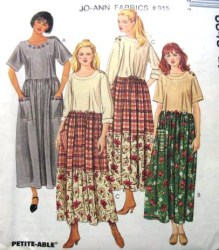 8345 LOOSE HI WAIST LONG COLOR BLOK OR NOT DRESS PATTERN SM,MD,L